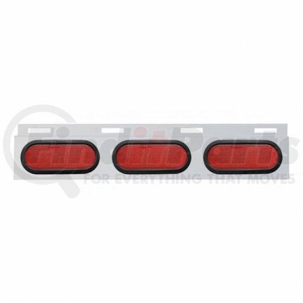 63710 by UNITED PACIFIC - Mud Flap Hanger - Mud Flap Plate, Top, Stainless, with Three 19 LED 6" Oval Lights & Grommets, Red LED/Red Lens