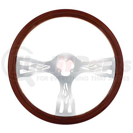 88220 by UNITED PACIFIC - Steering Wheel - Wood Rim, with Chrome Spokes, "Flame"