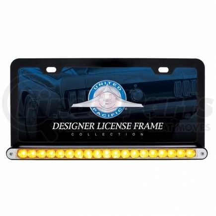 36478 by UNITED PACIFIC - License Plate Frame - Black, with 19 LED 12" Reflector Light Bar, Amber LED/Clear Lens