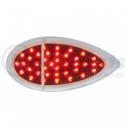 39944 by UNITED PACIFIC - Brake/Tail/Turn Signal Light - 39 LED Flush Mount "Teardrop", Red LED/Red Lens