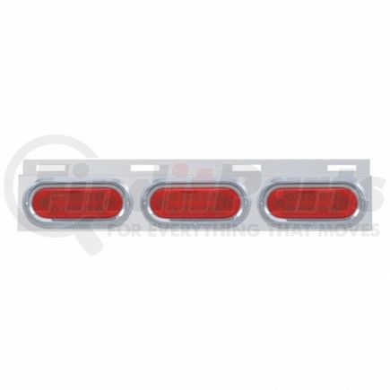61712 by UNITED PACIFIC - Mud Flap Hanger - Mud Flap Plate, Top, Stainless, with Three 12 LED Lights & Visor, Red LED/Red Lens