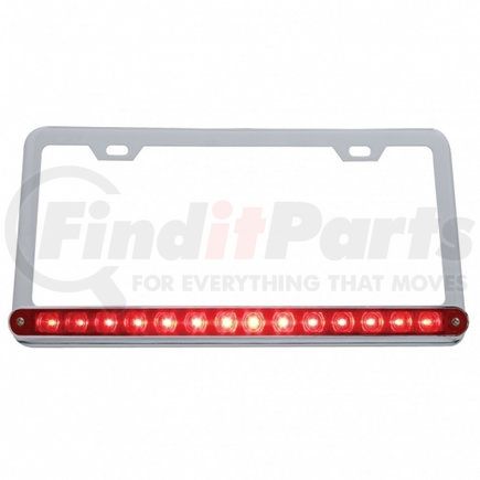 39744 by UNITED PACIFIC - License Plate Frame - Chrome, with 14 LED 12" Light Bar, Red LED/Red Lens