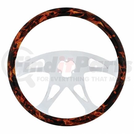 88249 by UNITED PACIFIC - Steering Wheel - 18" Flame Steering Wheel With Hydro- dip Finish Wood - Boss