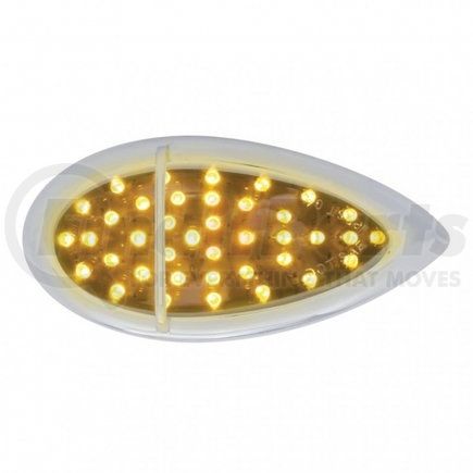 39947 by UNITED PACIFIC - Turn Signal Light - 39 LED Flush Mount "Teardrop", Amber LED/Chrome Lens