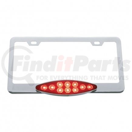 39884 by UNITED PACIFIC - License Plate Frame - Chrome, with 10 LED Cats Eye Light, Red LED/Red Lens