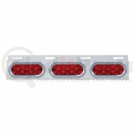 61714 by UNITED PACIFIC - Mud Flap Hanger - Mud Flap Plate, Top, Stainless, with Three 10 LED Lights & Visor, Red LED/Red Lens