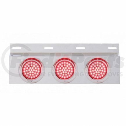 61702 by UNITED PACIFIC - Mud Flap Hanger - Mud Flap Plate, Top, Stainless, with Three 36 LED 4" Lights & Visors, Red LED/Red Lens