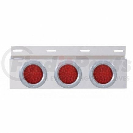 63702 by UNITED PACIFIC - Mud Flap Hanger - Mud Flap Plate, Top, Stainless, with Three 36 LED 4" Lights & Grommets, Red LED/Red Lens