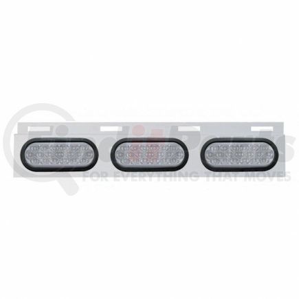 63711 by UNITED PACIFIC - Mud Flap Hanger - Mud Flap Plate, Top, Stainless, with Three 19 LED 6" Oval Lights & Grommets, Red LED/Clear Lens