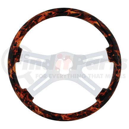 88248 by UNITED PACIFIC - Steering Wheel - 18", Flame, with Hydro, Dip Finish Wood, 4 Spoke