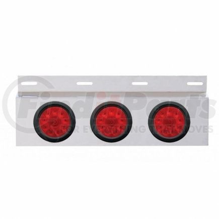 63706 by UNITED PACIFIC - Mud Flap Hanger - Mud Flap Plate, Top, Stainless, with Three 10 LED 4" Lights & Grommets, Red LED/Red Lens