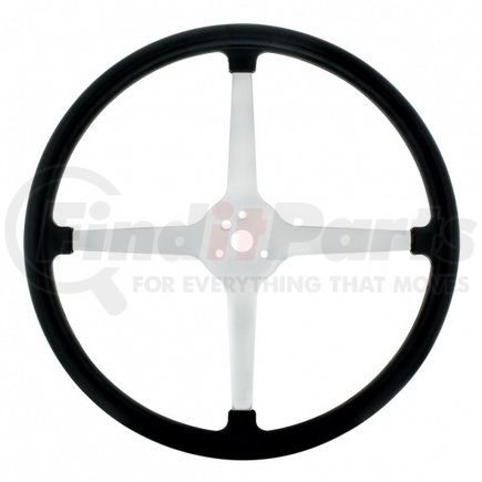 110124 by UNITED PACIFIC - Steering Wheel - 15" Chrome Plated, 3-Bolt Track Style, with Rubber Grip