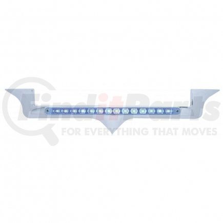 37822 by UNITED PACIFIC - Hood Emblem - Chrome, with 14 LED Light Bar, Blue LED/Clear Lens, for Kenworth