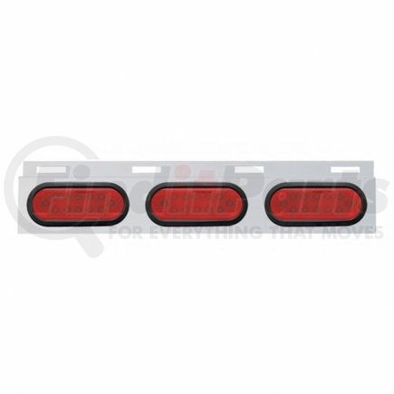 63712 by UNITED PACIFIC - Mud Flap Hanger - Mud Flap Plate, Top, Stainless, with Three 12 LED Lights & Grommet, Red LED/Red Lens