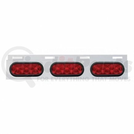 63714 by UNITED PACIFIC - Mud Flap Hanger - Mud Flap Plate, Top, Stainless, with Three 10 LED Lights & Grommet, Red LED/Red Lens