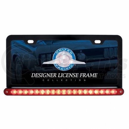 36477 by UNITED PACIFIC - License Plate Frame - Black, with 19 LED 12" Reflector Light Bar, Red LED/Red Lens