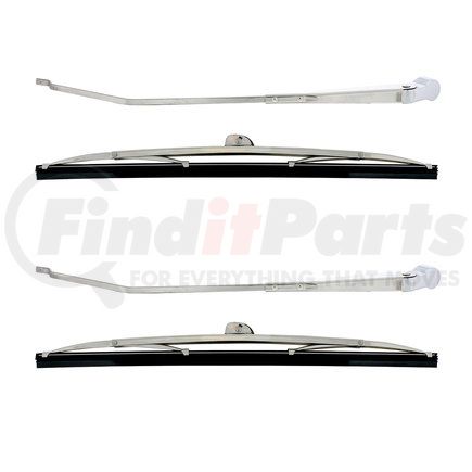 110299 by UNITED PACIFIC - Windshield Wiper Arm - Polished, Stainless Steel, with Blade Kit, for 1966-1977 Ford Bronco