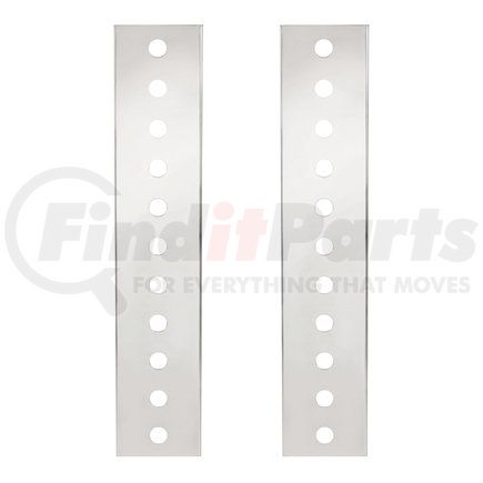 30069 by UNITED PACIFIC - Light Bar Bracket - Air Cleaner Bracket Only, Front, Stainless, 22 Mini Light Cut-Outs, for Peterbilt