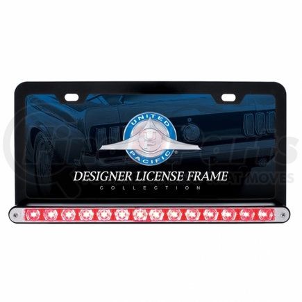 36475 by UNITED PACIFIC - License Plate Frame - Black, with 14 LED 12" Light Bar, Red LED/Clear Lens