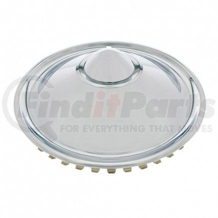 C5063 by UNITED PACIFIC - Axle Hub Cap - 16", Chrome Plated, Sombrero Set, with Bullet Center