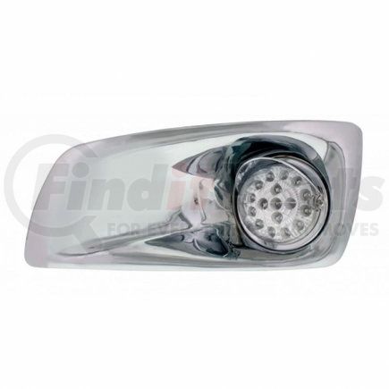 42719 by UNITED PACIFIC - Bumper Guide Light - Bumper Light Bezel, LH, with Amber LED Hi/Lo Clear Style Reflector Light & Visor, for KW T660, Clear Lens