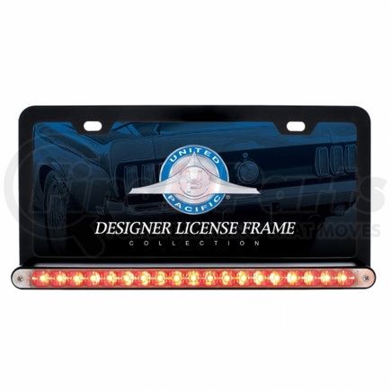 36479 by UNITED PACIFIC - License Plate Frame - Black, with 19 LED 12" Reflector Light Bar, Red LED/Clear Lens