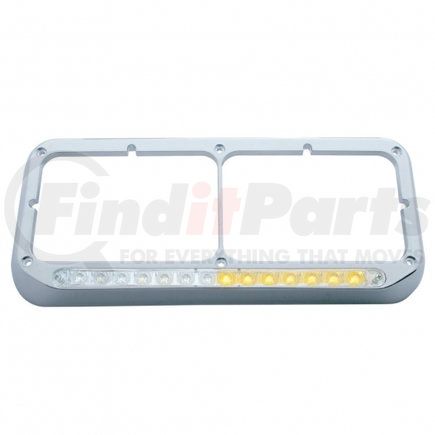 32505 by UNITED PACIFIC - Headlight Bezel - LH, Sequential, LED, Rectangular, Dual, Amber LED/Clear Lens
