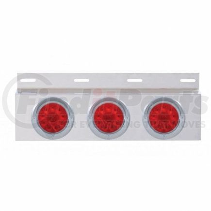 61706 by UNITED PACIFIC - Mud Flap Hanger - Mud Flap Plate, Top, Stainless, with Three 10 LED 4" Lights & Visors, Red LED/Red Lens