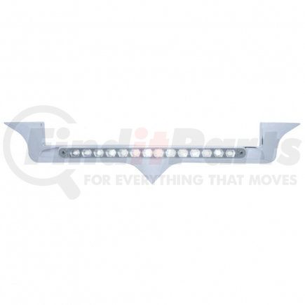 37824 by UNITED PACIFIC - Hood Emblem - Chrome, with 14 LED Light Bar, White LED/Clear Lens, for Kenworth