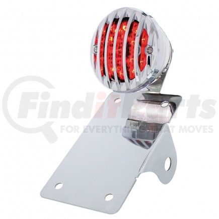 86856 by UNITED PACIFIC - Tail Light - Motorcycle LED "Bobber" Style Vertical, with Chrome Grille Bezel, Smoke Lens