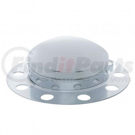 10123 by UNITED PACIFIC - Axle Hub Cover - Front, Chrome, Dome, with 33mm Nut Cover, Steel/Aluminum Wheel
