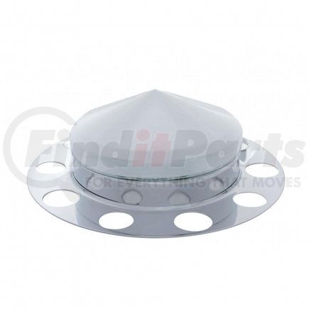 10125 by UNITED PACIFIC - Axle Hub Cover - Front, Chrome, Pointed, with 1.5" Nut Cover, Aluminum Wheel