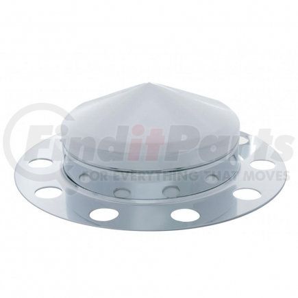 10126 by UNITED PACIFIC - Axle Hub Cover - Front, Chrome, Pointed, with 33mm Nut Cover, Steel/Aluminum Wheel