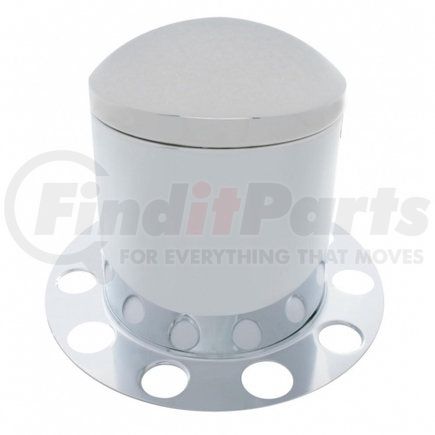 10213 by UNITED PACIFIC - Axle Hub Cover - Rear, Chrome, Dome, with 1.5" Nut Cover, Aluminum Wheel