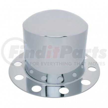 10223 by UNITED PACIFIC - Axle Hub Cover - Rear, Chrome, Dome, with 33mm Nut Cover, Steel/Aluminum Wheel