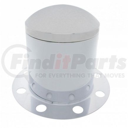 10250 by UNITED PACIFIC - Axle Hub Cover - Rear, Chrome, Dome, with 33mm Nut Cover, Steel/Aluminum Wheel