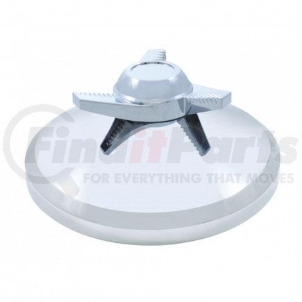 10270B by UNITED PACIFIC - Axle Hub Cover - Axle Cover Hub Cap, Rear, Chrome, with 3 Bar Right Swing Spinner