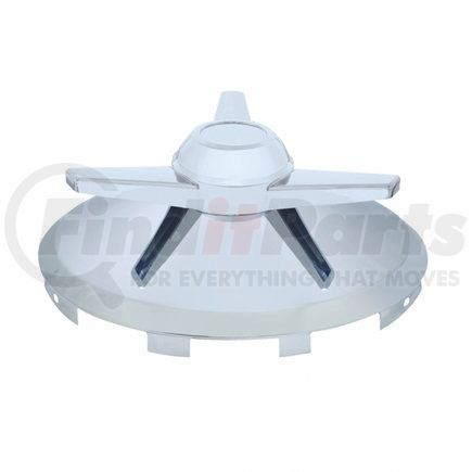 10247 by UNITED PACIFIC - Axle Hub Cap - Front, Universal, Chrome, with 3 Extra Large Bar Straight Spinner, 7/16" Lip
