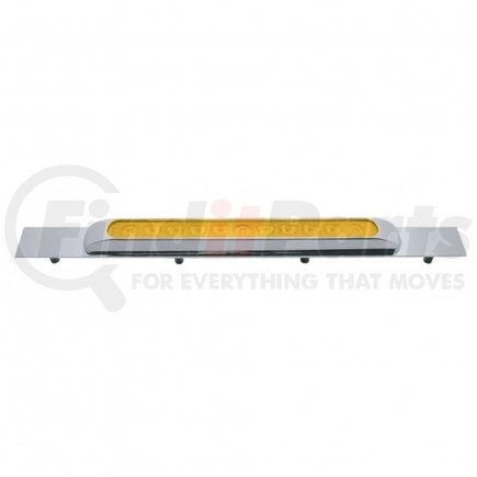 10391 by UNITED PACIFIC - Mud Flap Hanger - Mud Flap Plate, Top, Chrome, with 11 LED 17" Light Bar & Bezel, Amber LED/Amber Lens
