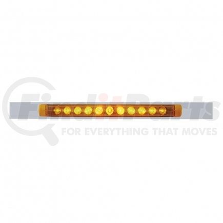 10395 by UNITED PACIFIC - Mud Flap Hanger - Mud Flap Plate, Top, Chrome, with 11 LED 17" Light Bar, Amber LED/Amber Lens
