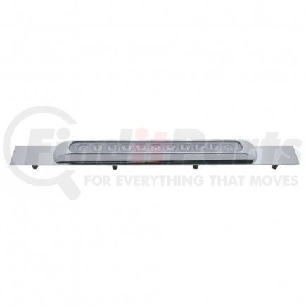 10398 by UNITED PACIFIC - Mud Flap Hanger - Mud Flap Plate, Top, Chrome, with 11 LED 17" Light Bar, Red LED/Clear Lens