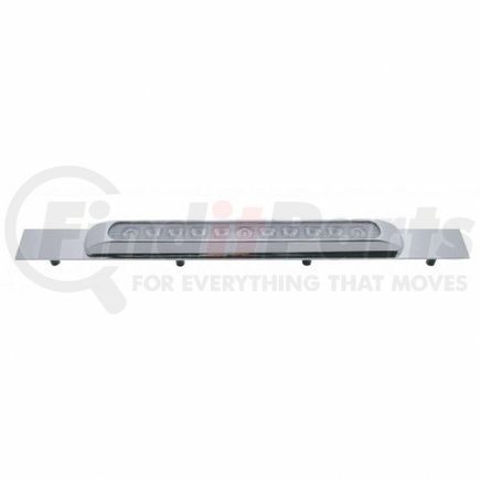 10394 by UNITED PACIFIC - Mud Flap Hanger - Mud Flap Plate, Top, Chrome, with 11 LED 17" Light Bar & Bezel, Red LED/Clear Lens