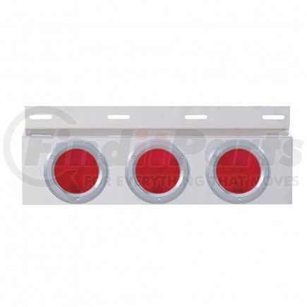 10642 by UNITED PACIFIC - Mud Flap Plate - Stainless Steel, Top, with Three 4" Lights & Bezel, Red Lens
