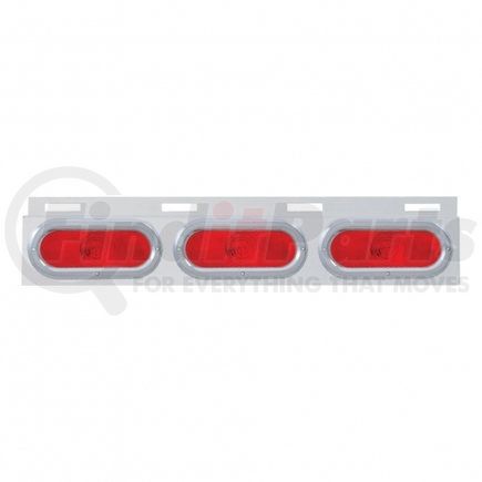 10709 by UNITED PACIFIC - Mud Flap Hanger - Mud Flap Plate, Top, Stainless, with 3 Oval Lights & Bezel, Red Lens