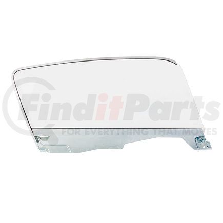 110600 by UNITED PACIFIC - Door Glass Assembly - Complete, 16 Gauge Steel Channel, Clear Non-Tinted Glass, with Rubber Seal, for 1964.5-1966 Ford Mustang Fastback, R/H