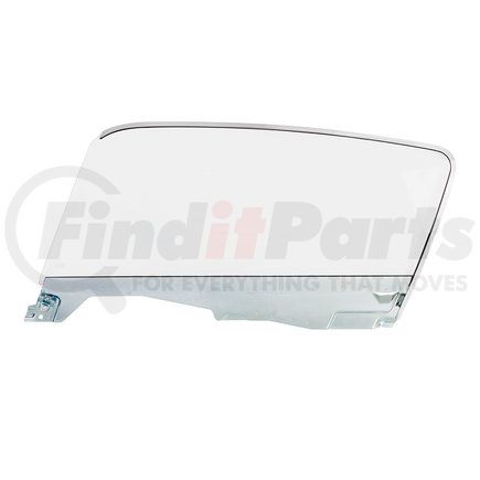 110601 by UNITED PACIFIC - Door Glass - Assembly, 16 Gauge Stamped Channel, Clear Non-Tinted Glass, with Rubber Seal