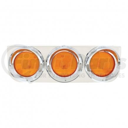 20391 by UNITED PACIFIC - Light Bar - Stainless Steel, with 3" x 4" Round Lights, Incandescent, Amber, with Visor Style