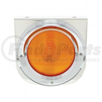 20389 by UNITED PACIFIC - Turn Signal Light - Stainless Light Bracket, with 4" Light and Visor, Amber Lens