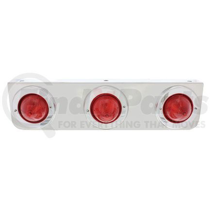 20493 by UNITED PACIFIC - Light Bar - Stainless, Beehive, with Bracket, Incandescent, Clearance/Marker Light, Red Lens, with Bezels