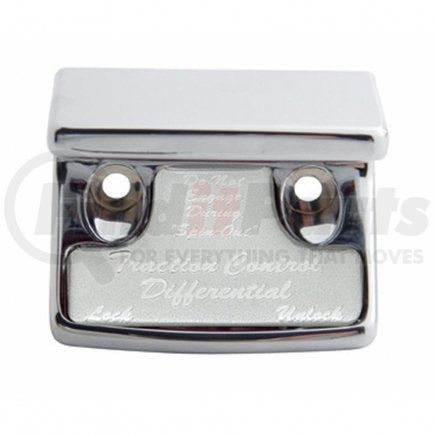 21049 by UNITED PACIFIC - Dash Switch Cover - "Traction Control Differential" Switch Guard, with Silver Sticker, for Freightliner and International